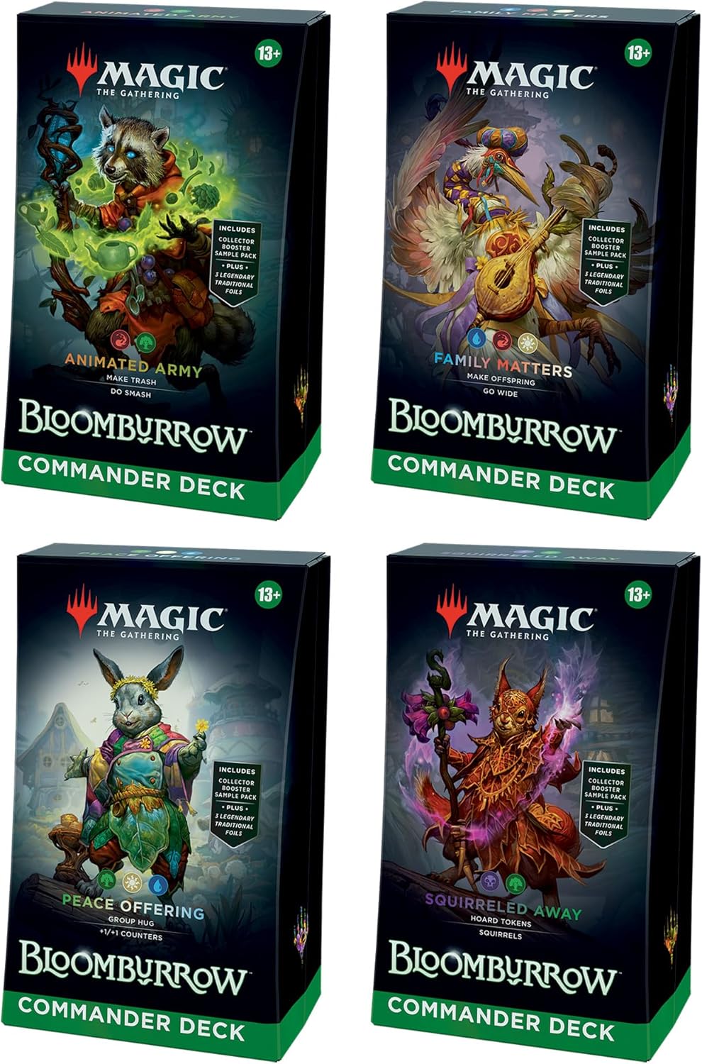 Magic: The Gathering Bloomburrow Commander Deck Bundle - 4 Decks with New Cards & Collector Booster Packs