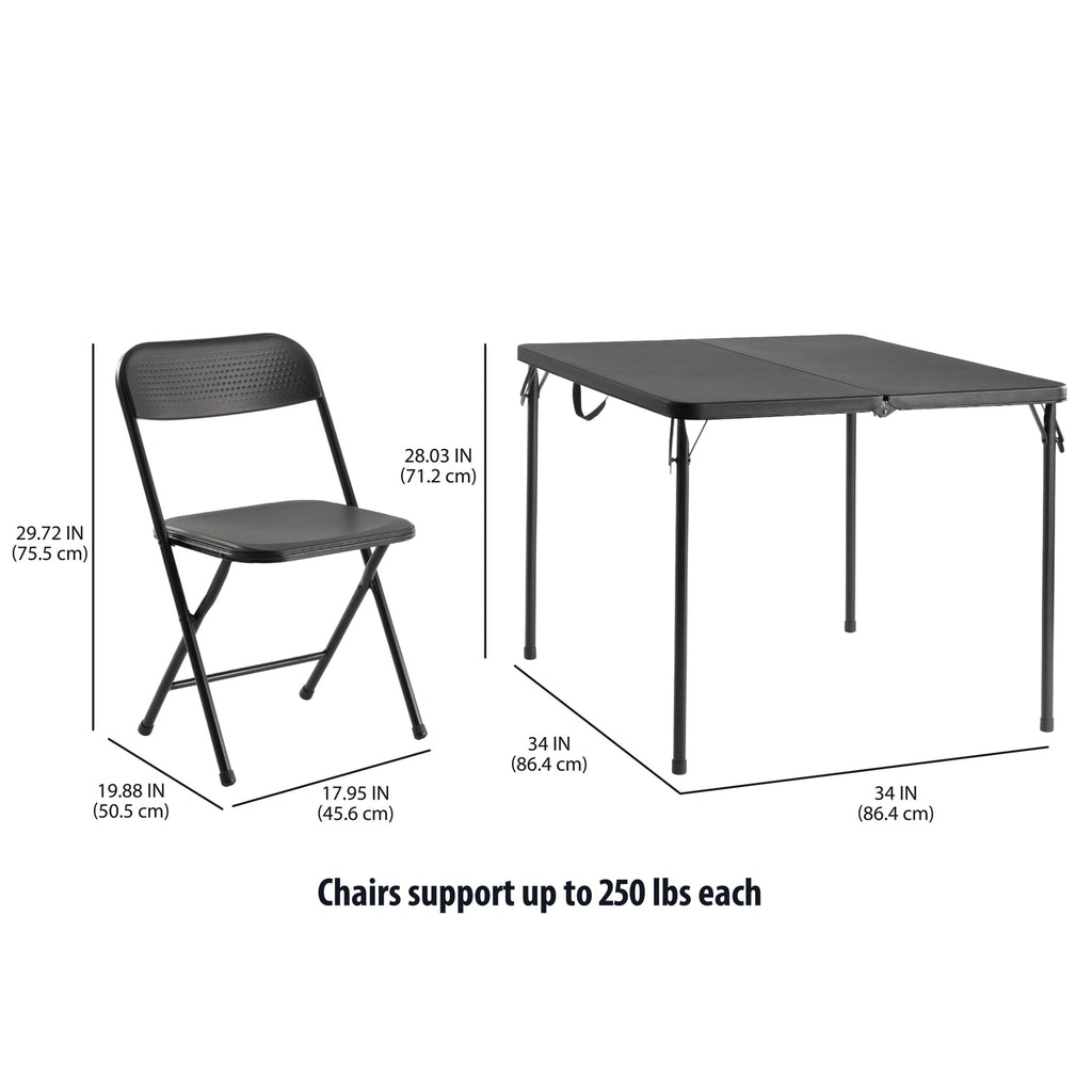 Mainstays 5 Piece Resin Folding Card Table and Chair Set, Black