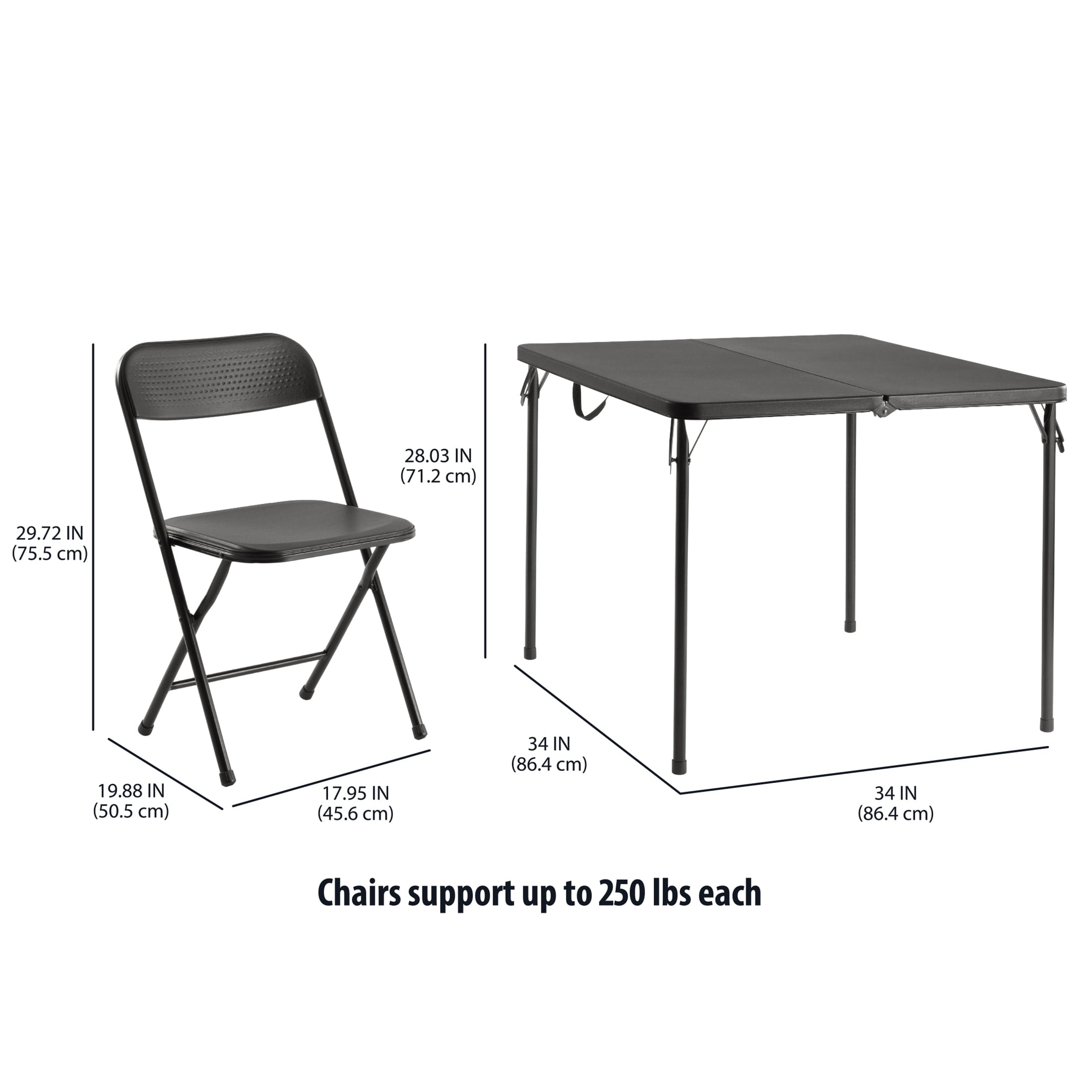Mainstays 5 Piece Resin Folding Card Table and Chair Set, Black