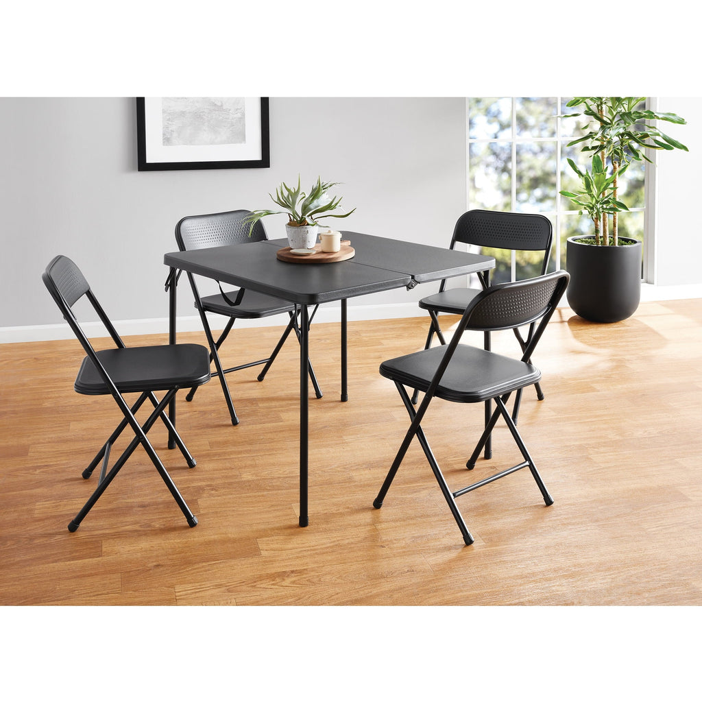 Mainstays 5 Piece Resin Folding Card Table and Chair Set, Black