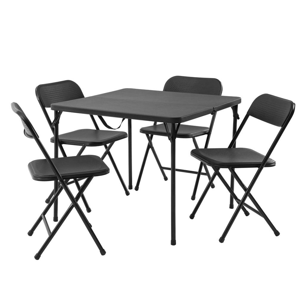 Mainstays 5 Piece Resin Folding Card Table and Chair Set, Black