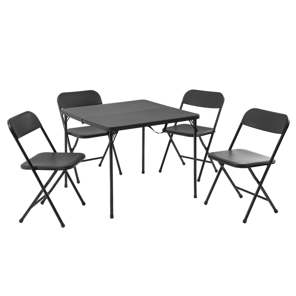 Mainstays 5 Piece Resin Folding Card Table and Chair Set, Black