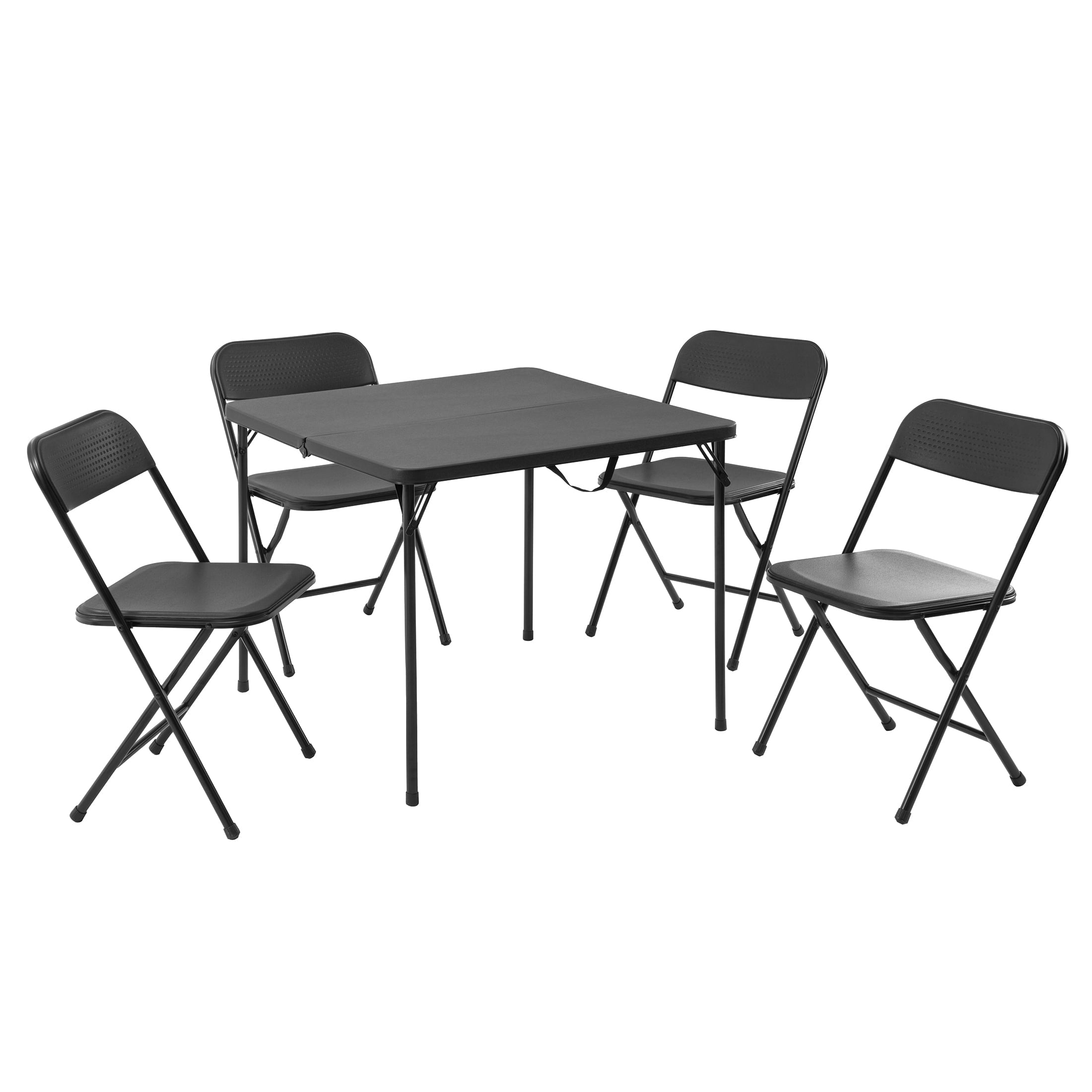 Mainstays 5 Piece Resin Folding Card Table and Chair Set, Black