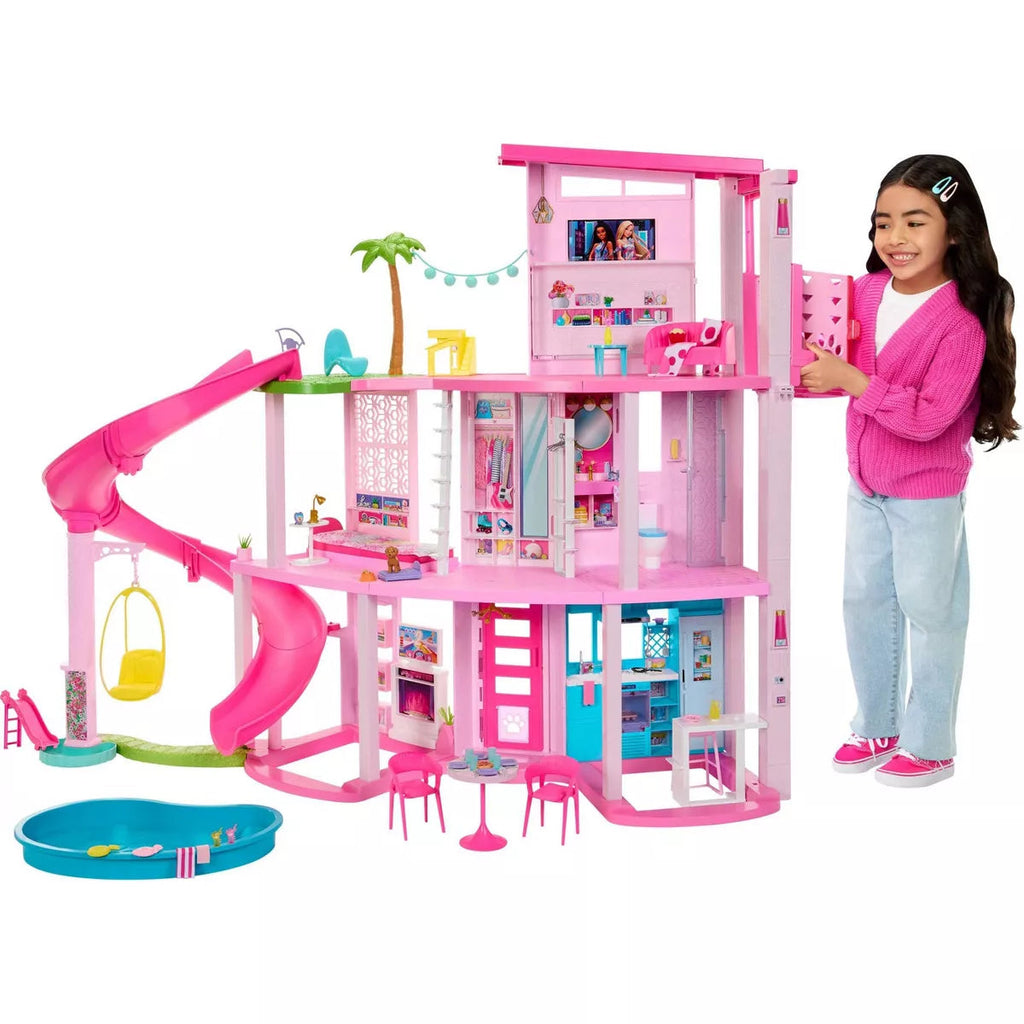 Mattel Barbie Dreamhouse with 75+ Accessories, 3-Story Slide, Pet-Friendly Doll House