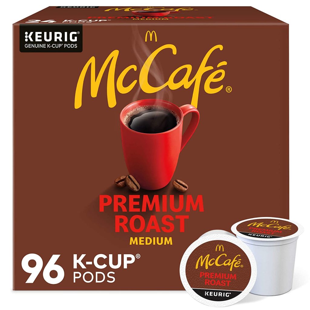McCafÃ© Premium Roast Medium Coffee Pods, 96 Count, 100% Arabica, Keurig K-Cup Compatible