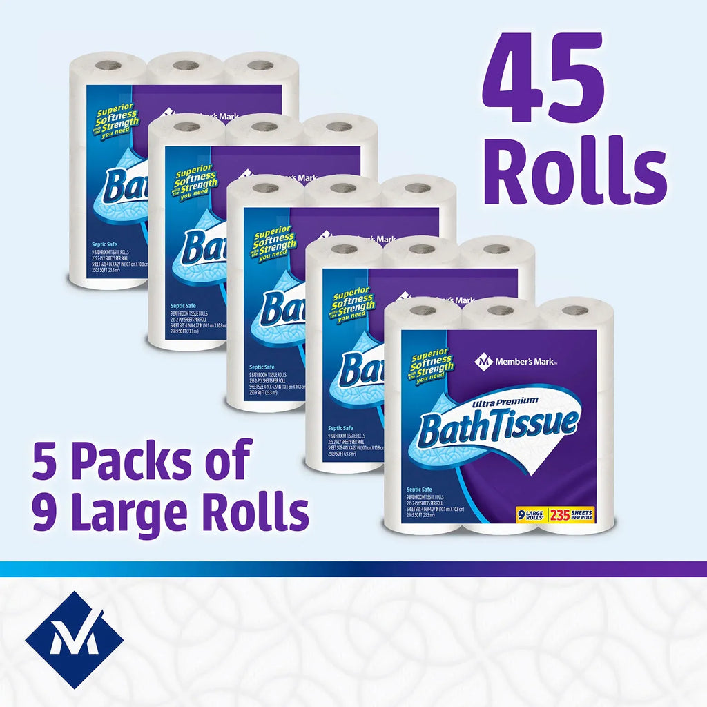 Member's Mark Ultra Premium 2-Ply Bath Tissue, 45 Rolls, 235 Sheets/Roll, Soft & Strong