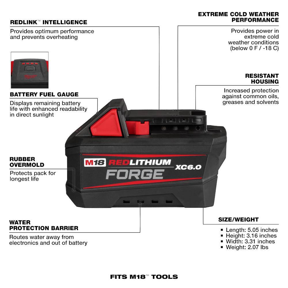 Milwaukee M18 FUEL 18V Brushless 1/2" Cordless Impact Wrench with 6.0Ah Battery