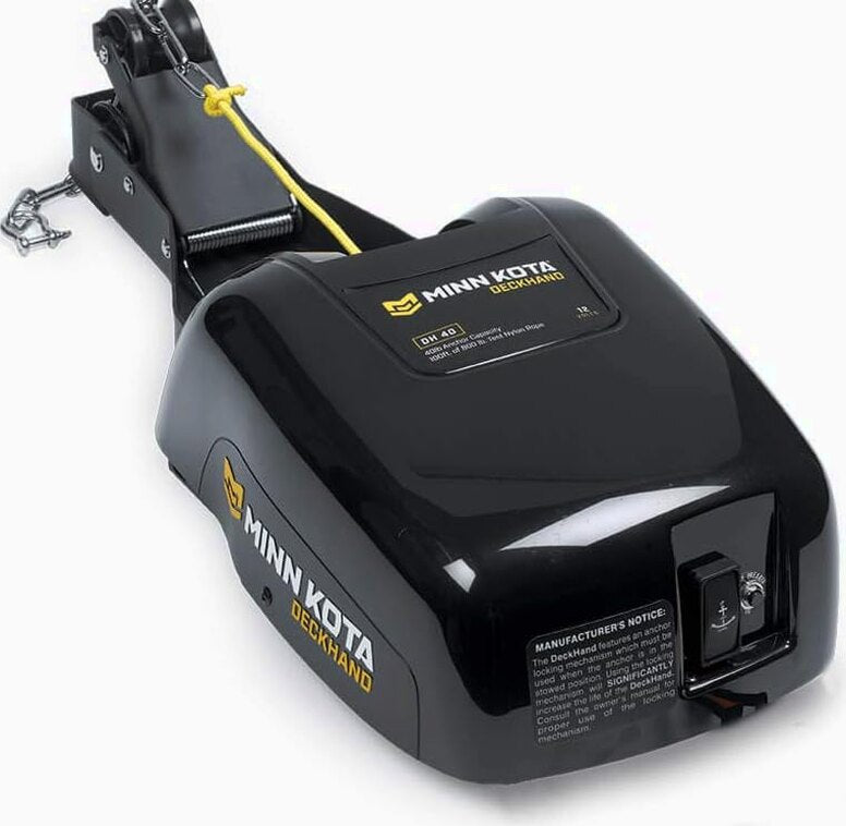 Minn Kota Deckhand 40 Electric Anchor Winch - 40 lb Capacity, Includes 100 ft Nylon Rope, Horizontal Davit
