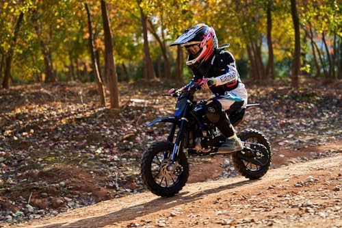 MotoTec Thunder 50cc 2-Stroke Kids Dirt Bike, Blue - Chromoly Frame, 25 mph, Disc Brakes, Ages 13+