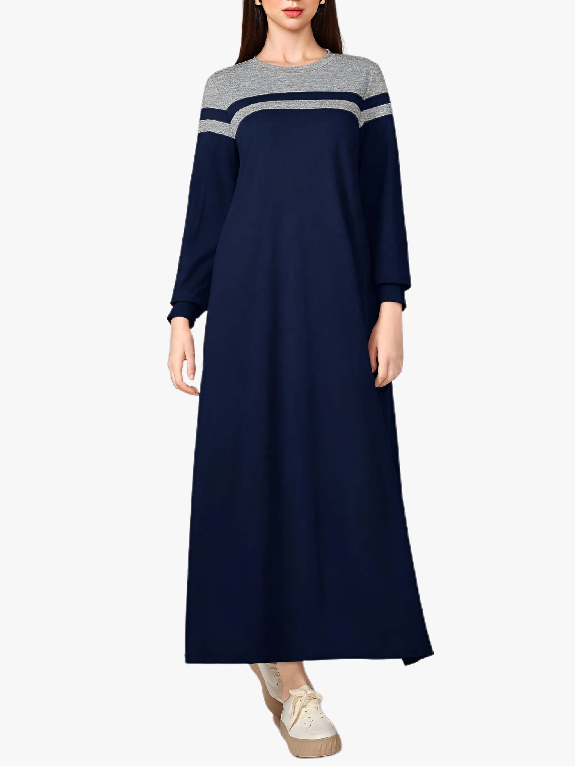 Mulvari Women's Long Sleeve Color Block Dress A5 - Stylish & Versatile