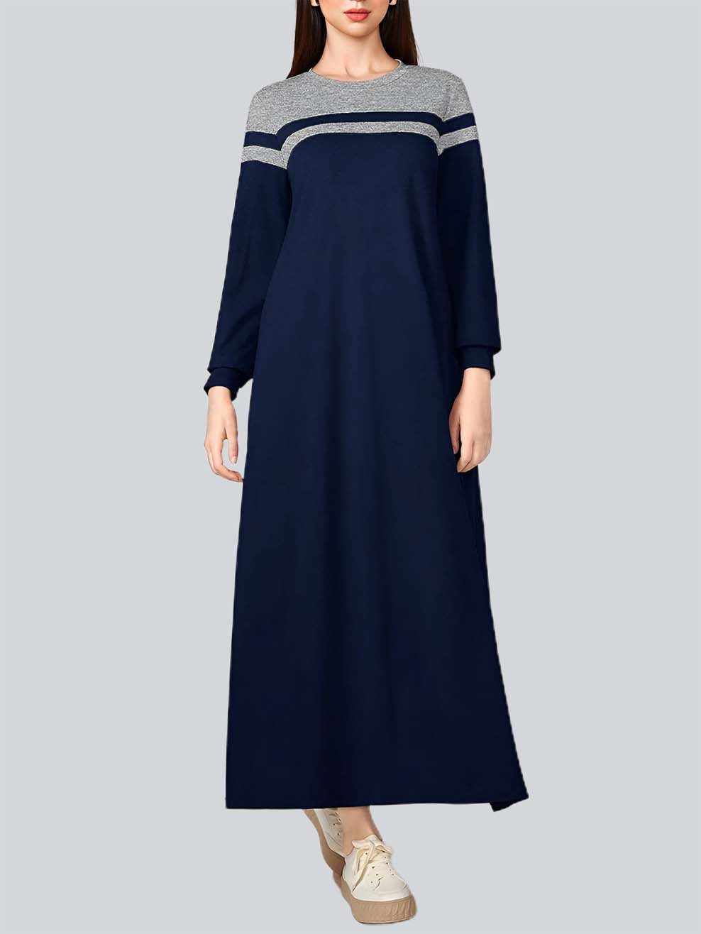 Mulvari Women's Long Sleeve Color Block Dress A5 - Stylish & Versatile