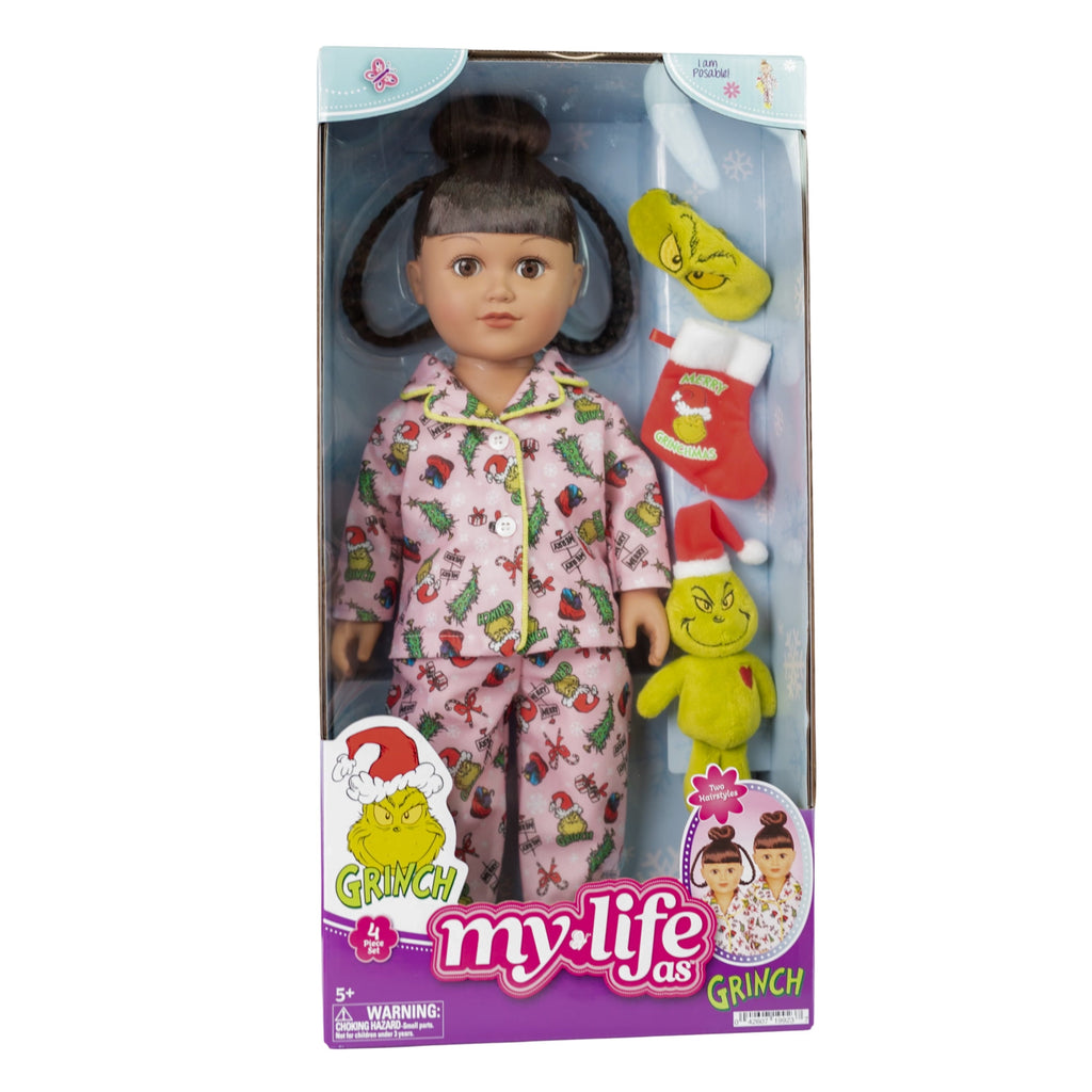 My Life As 18" Poseable Doll - Grinch Sleepover, Brunette Hair, Pajama Set, Brown Eyes