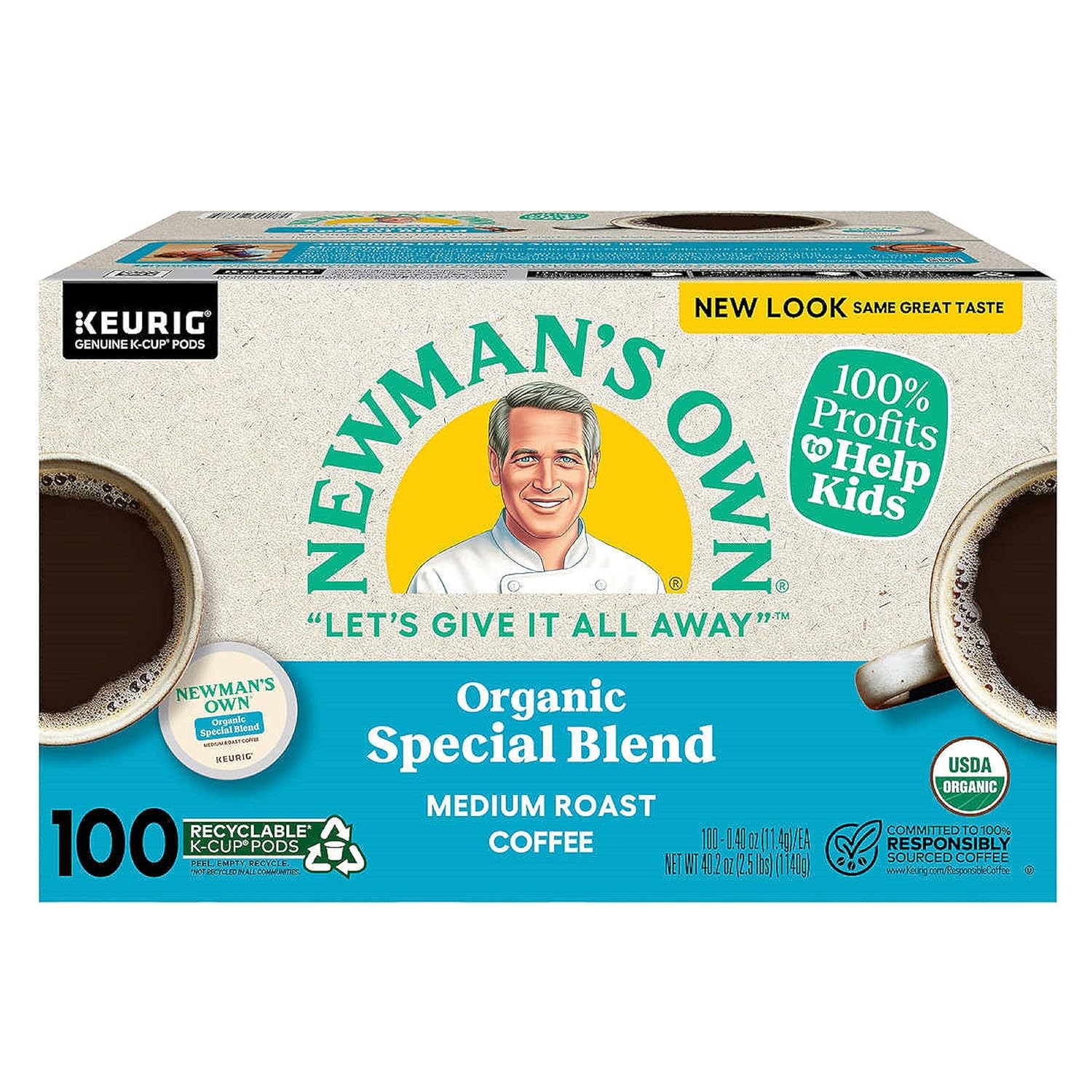 Newman's Own Extra Bold Blend Coffee K-Cups, Medium Roast, 100 Count, Compatible with Keurig