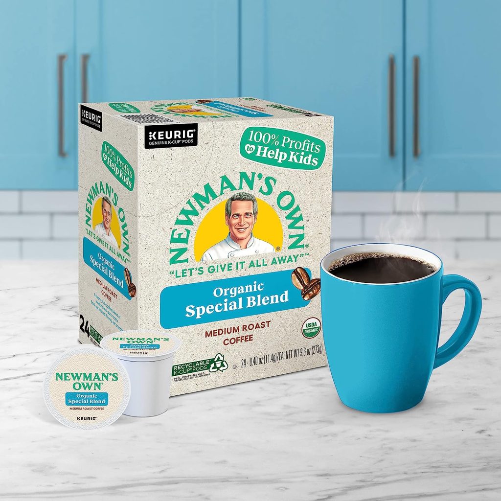 Newman's Own Organics Medium Roast Coffee K-Cup Pods, 96 Count, USDA Organic, Fair Trade, Kosher Certified