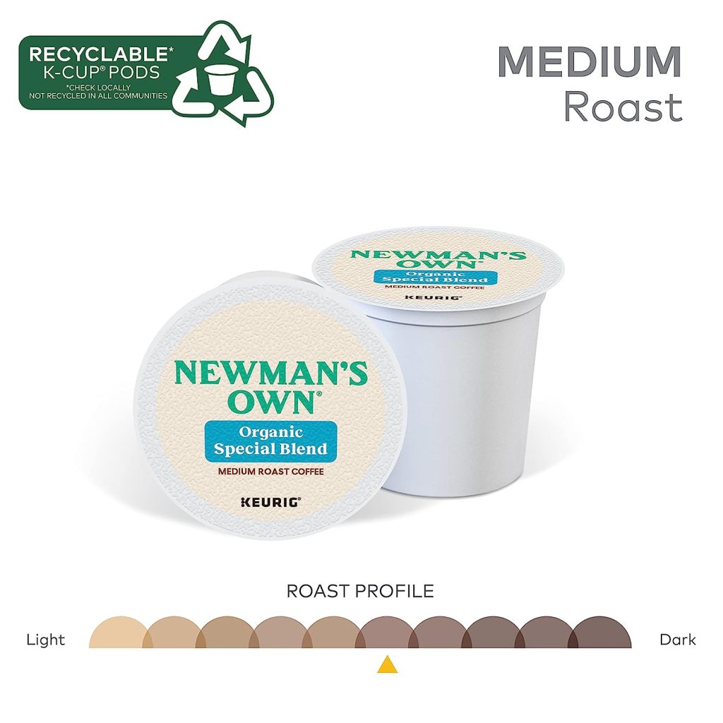 Newman's Own Organics Medium Roast Coffee K-Cup Pods, 96 Count, USDA Organic, Fair Trade, Kosher Certified
