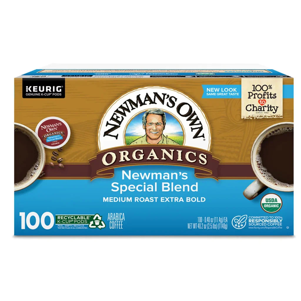 Newman's Own Organics Special Blend Coffee K-Cup Pods, 100ct, USDA Organic, Fair Trade, Medium-Dark Roast
