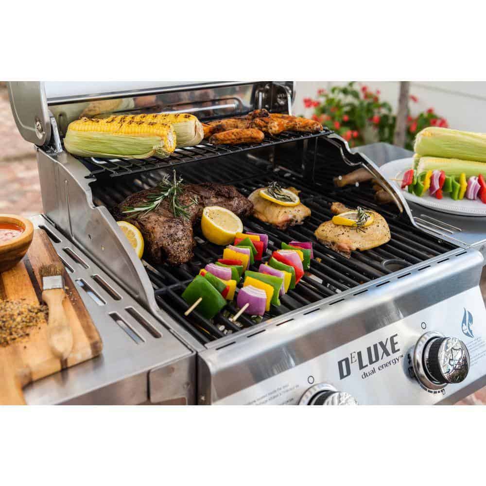 Nexgrill Deluxe 2-Burner Gas Grill Red - Stainless Steel, 28,000 BTUs, Compact, Convertible to Natural Gas