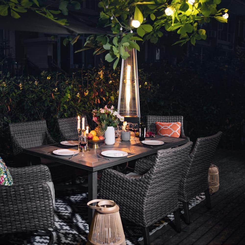 Nuu Garden 48,000 BTU Black Heat-Focusing Propane Gas Patio Heater with Wheels