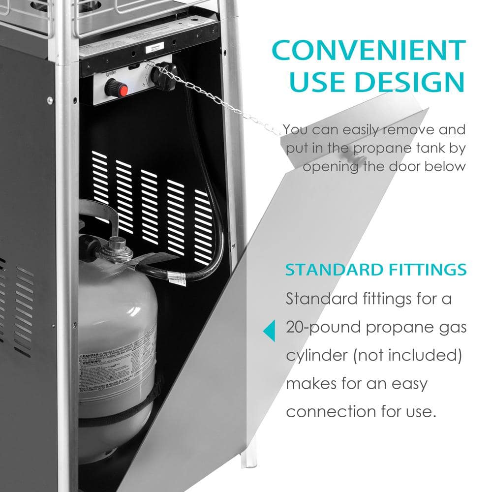 Nuu Garden 48,000 BTU Black Heat-Focusing Propane Gas Patio Heater with Wheels