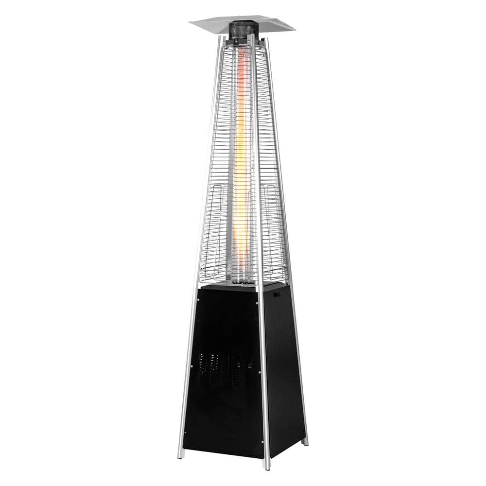 Nuu Garden 48,000 BTU Black Heat-Focusing Propane Gas Patio Heater with Wheels