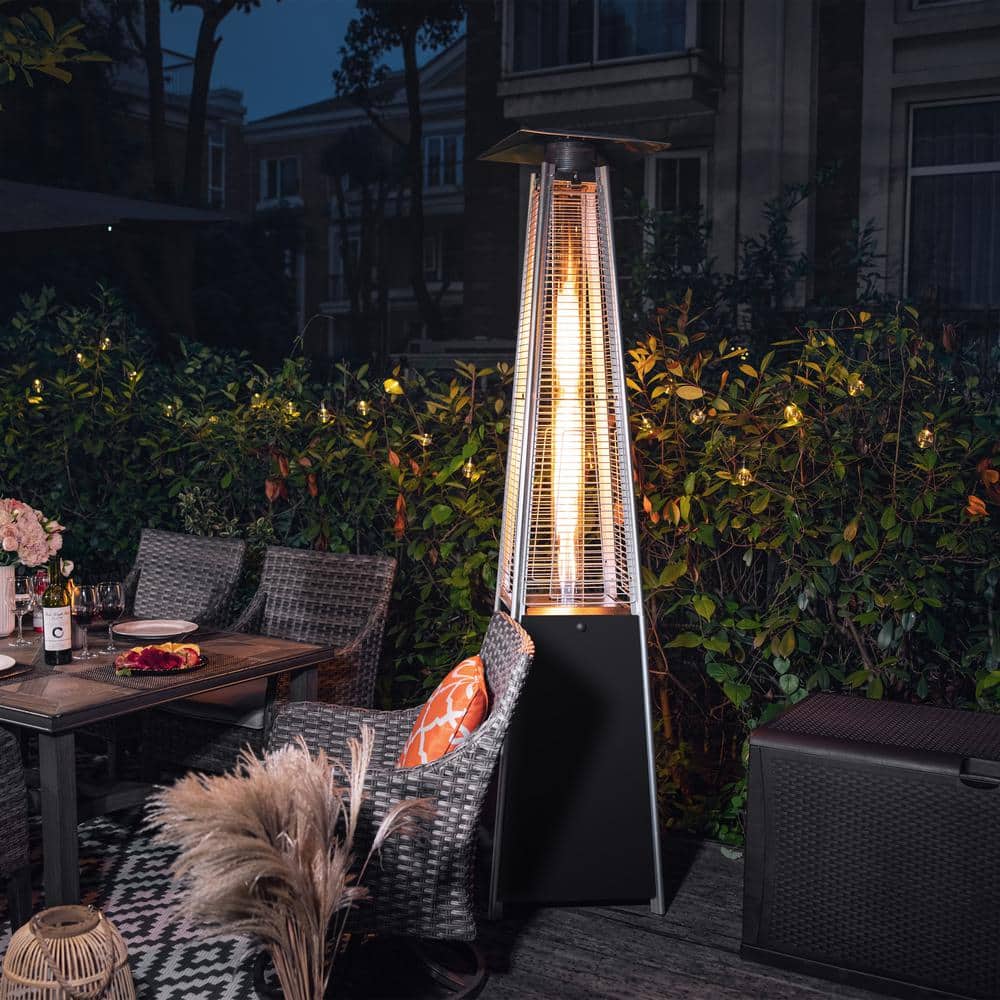 Nuu Garden 48,000 BTU Black Heat-Focusing Propane Gas Patio Heater with Wheels