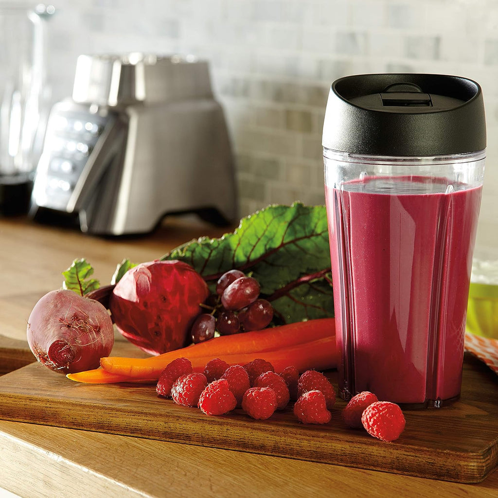 Oster Pro 1200 Blender with Glass Jar & 24oz Smoothie Cup, Brushed Nickel, 7 Speeds, Dual Direction Blades, 1200W Power