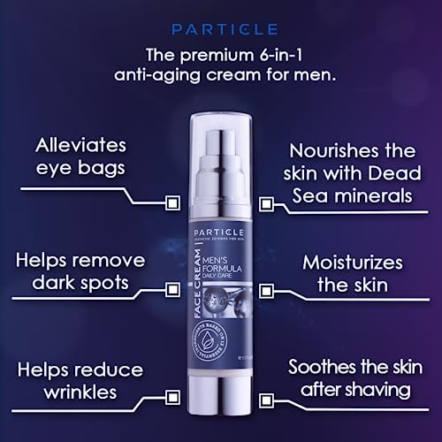 Particle Men's 6-in-1 Anti-Aging Face Cream, 1.7 oz - Wrinkle, Dark Spot & Eye Bag Treatment Moisturizer with Dead Sea Minerals