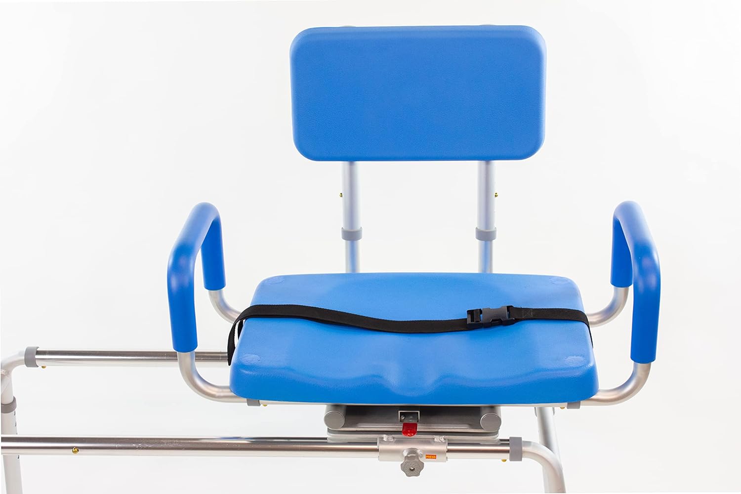 Platinum Health Carousel Sliding Shower Chair Transfer Bench, Swivel Seat, Padded, Adjustable, Blue, Aluminum, 300 lb Capacity