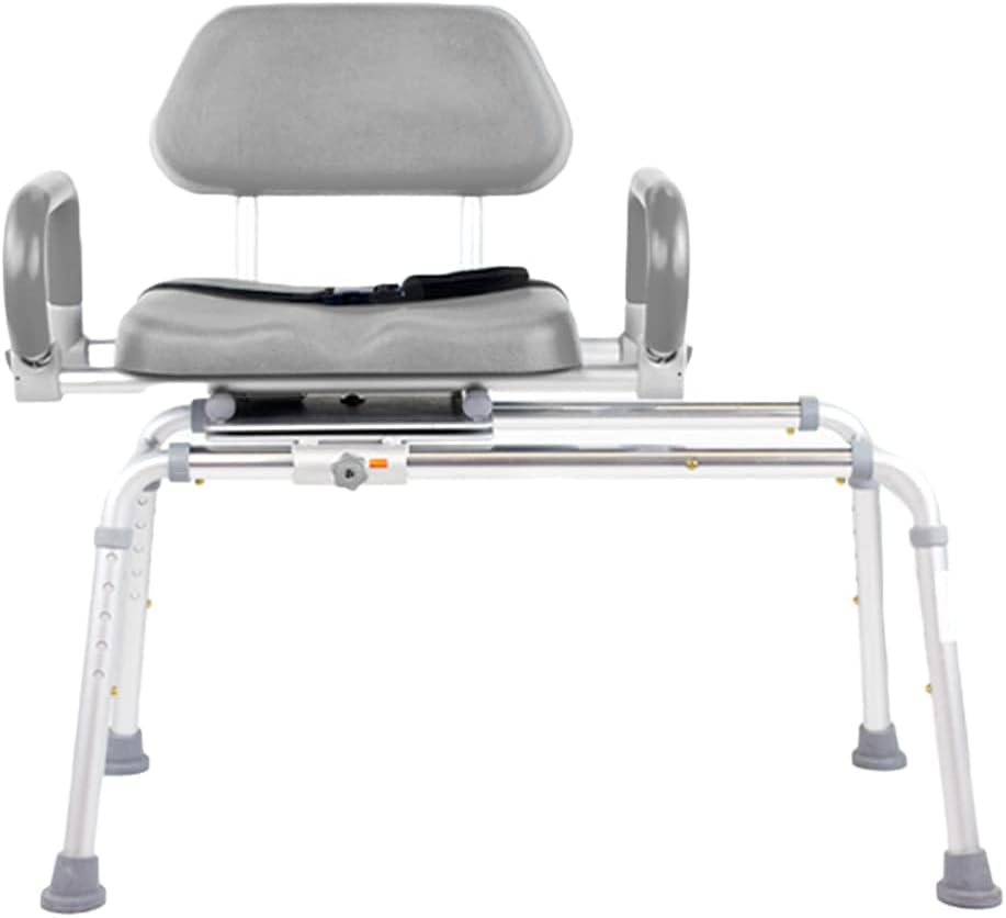 Platinum Health Carousel Sliding Shower Chair Transfer Bench, Swivel Seat, Padded, Adjustable, Blue, Aluminum, 300 lb Capacity