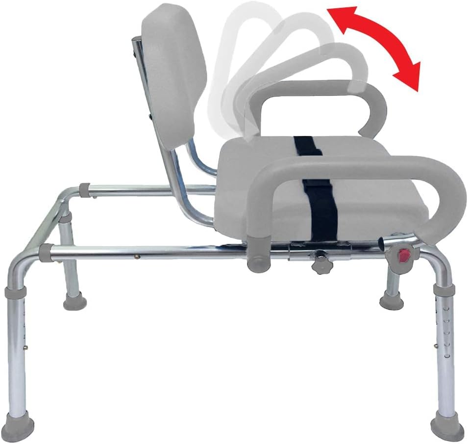 Platinum Health Carousel Sliding Shower Chair Transfer Bench, Swivel Seat, Padded, Adjustable, Blue, Aluminum, 300 lb Capacity