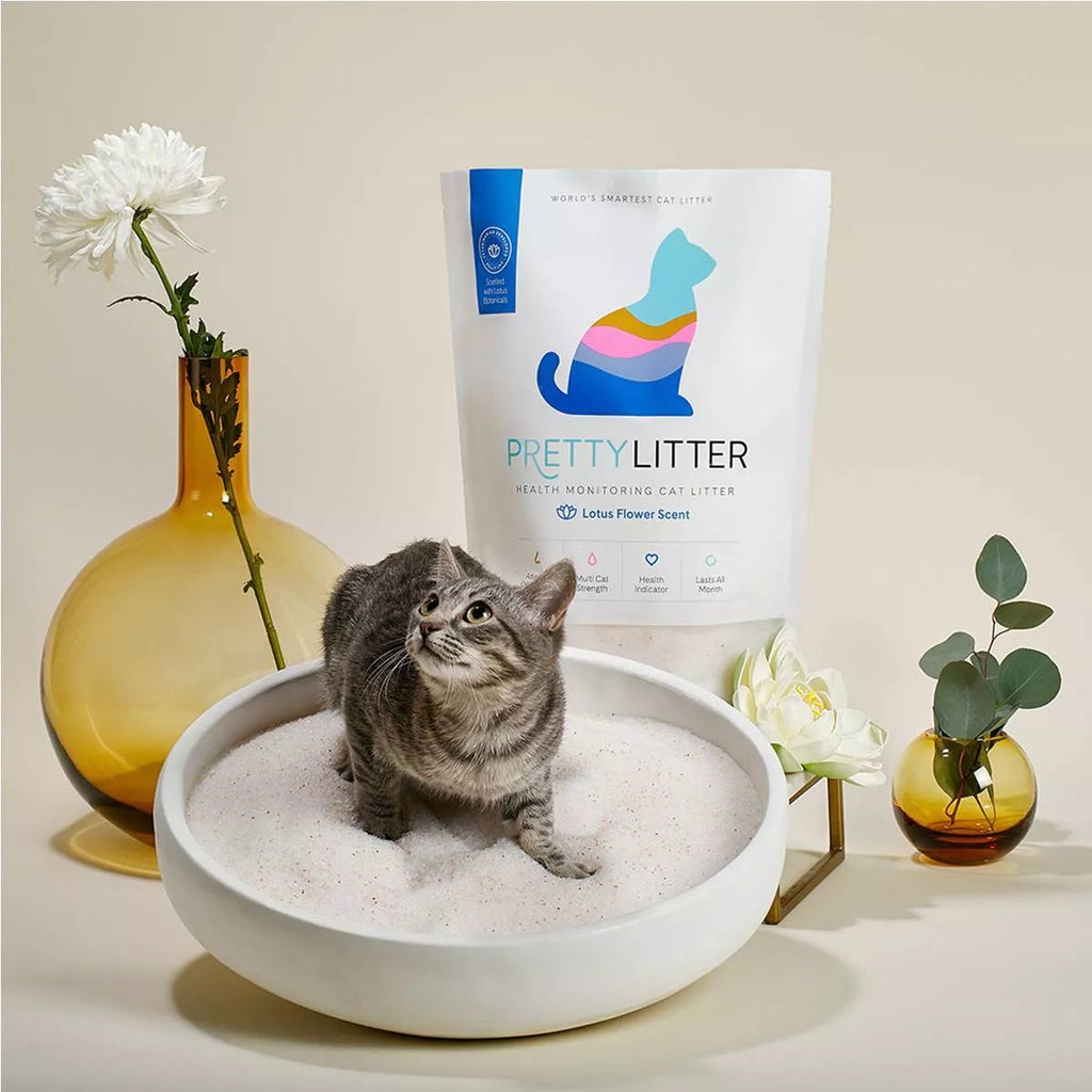 PrettyLitter Lotus Flower Scented Cat Litter, 8lbs - Advanced Odor Control, Ultra Lightweight, 99% Dust-Free