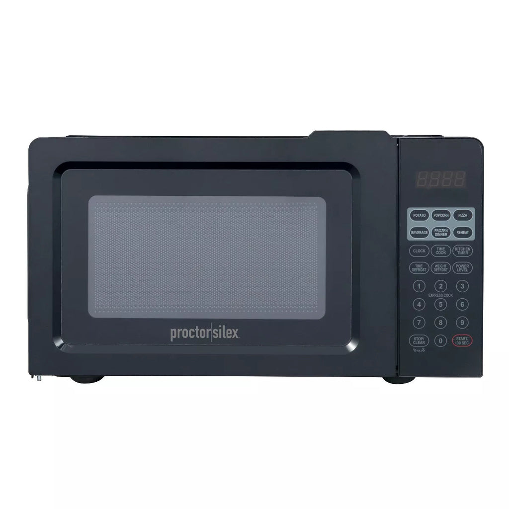 Proctor Silex 700W Black Countertop Microwave, 0.6 cu ft, LED Display, 10 Power Levels