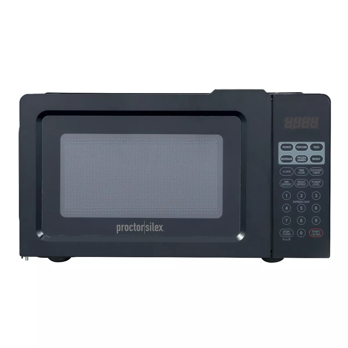 Proctor Silex 700W Black Countertop Microwave, 0.6 cu ft, LED Display, 10 Power Levels