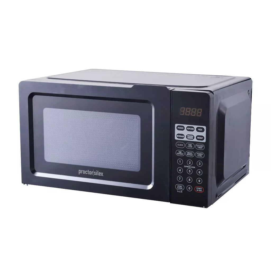 Proctor Silex 700W Black Countertop Microwave, 0.6 cu ft, LED Display, 10 Power Levels