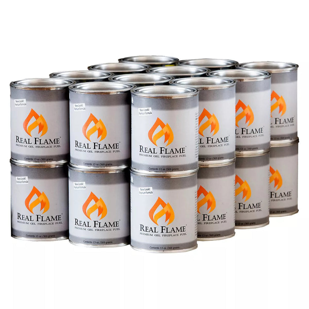 Real Flame Premium Gel Fuel Cans 13oz 24-Pack for Indoor & Outdoor Use