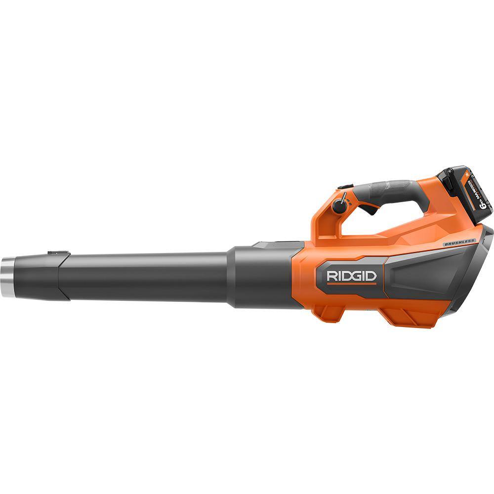 RIDGID 18V Brushless Cordless Leaf Blower R01601K, 510 CFM, 130 MPH, 6.0Ah Battery & Charger Included
