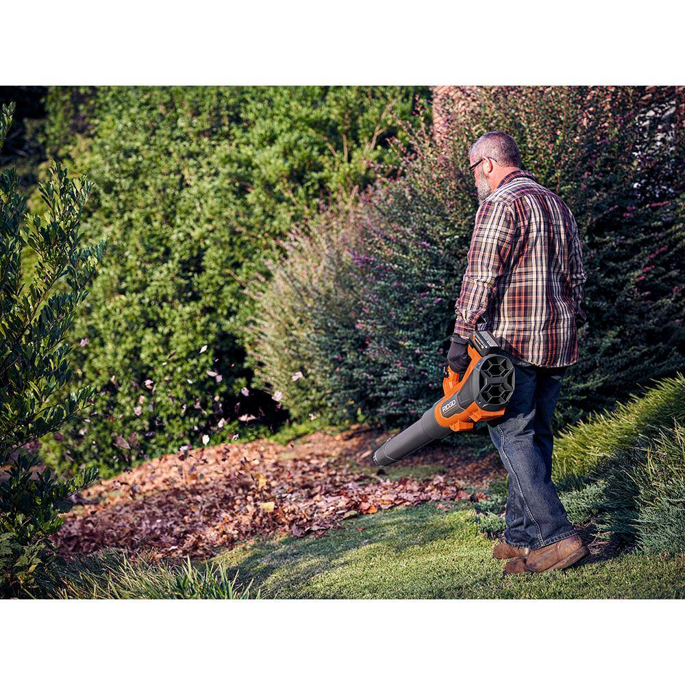 RIDGID 18V Brushless Cordless Leaf Blower R01601K, 510 CFM, 130 MPH, 6.0Ah Battery & Charger Included