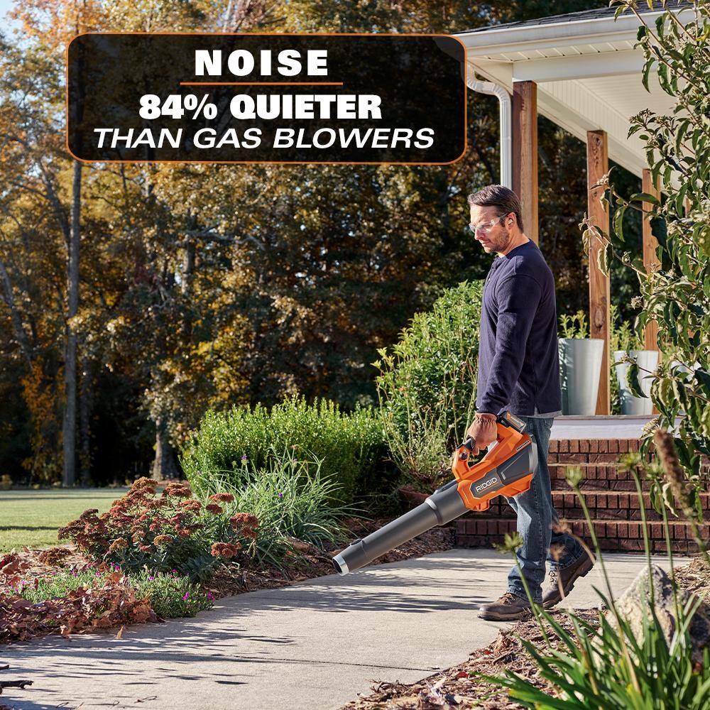 RIDGID 18V Brushless Cordless Leaf Blower R01601K, 510 CFM, 130 MPH, 6.0Ah Battery & Charger Included
