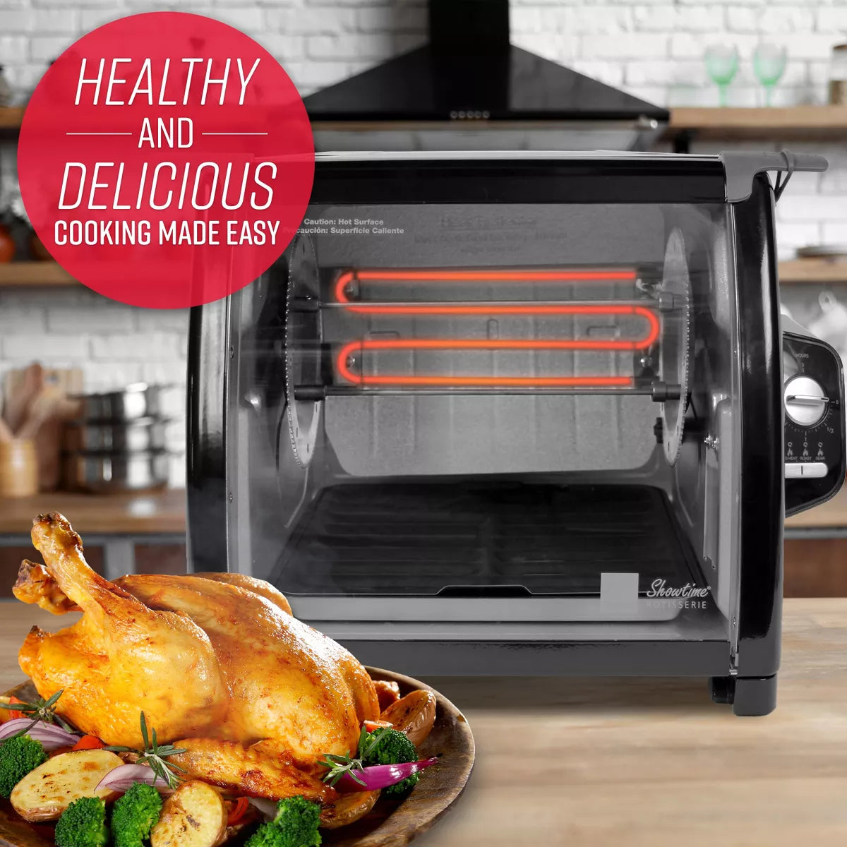 Ronco Modern Rotisserie Oven, Large Capacity 240oz, Self-Basting, Multi-Purpose Basket, Stainless Steel, Black
