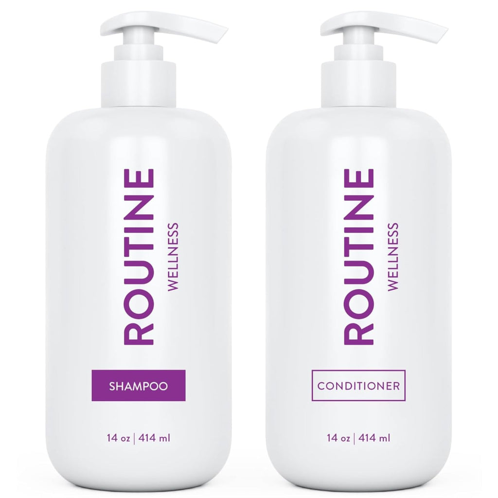 Routine Wellness Vegan Biotin Shampoo & Conditioner Set for Stronger Hair, Rose Hips, 14oz (Pack of 2)