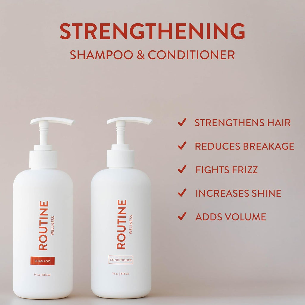Routine Wellness Vegan Biotin Shampoo & Conditioner Set for Stronger Hair, Rose Hips, 14oz (Pack of 2)