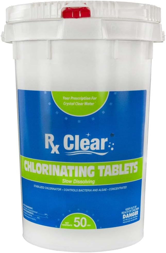 Rx Clear 3" Stabilized Chlorine Tablets 50 lbs - Long-Lasting, UV-Protected Pool Sanitizer