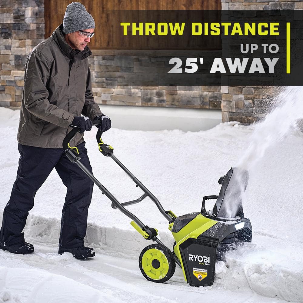 RYOBI 40V HP Brushless 18" Cordless Electric Snow Blower with 6.0 Ah Battery & Charger