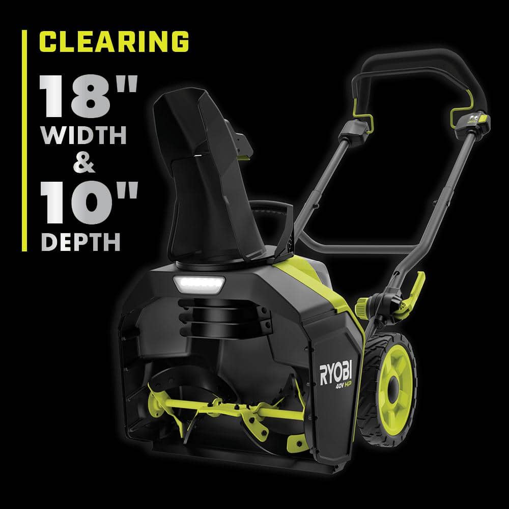 RYOBI 40V HP Brushless 18" Cordless Electric Snow Blower with 6.0 Ah Battery & Charger