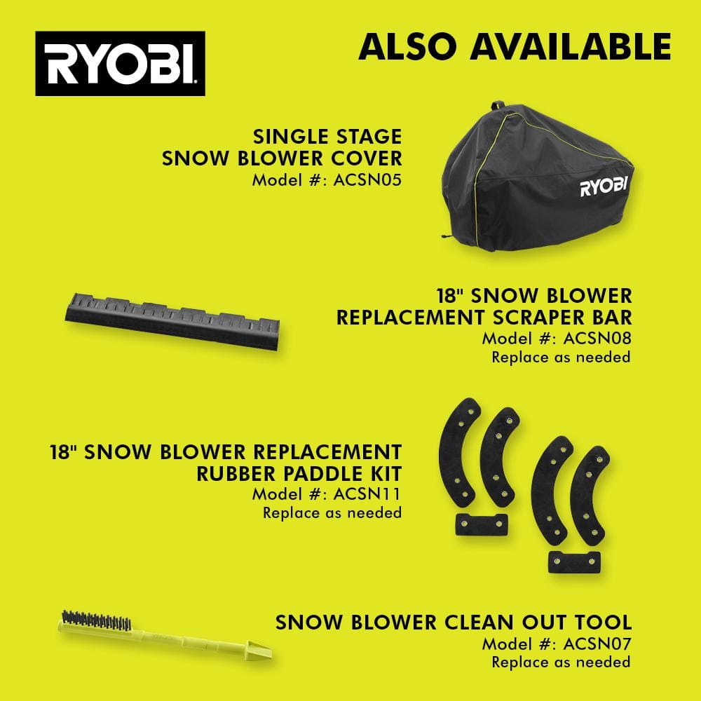 RYOBI 40V HP Brushless 18" Cordless Electric Snow Blower with 6.0 Ah Battery & Charger