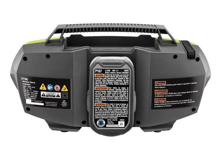Ryobi One+ P746 18V Bluetooth Radio with Dual Power & USB Charging