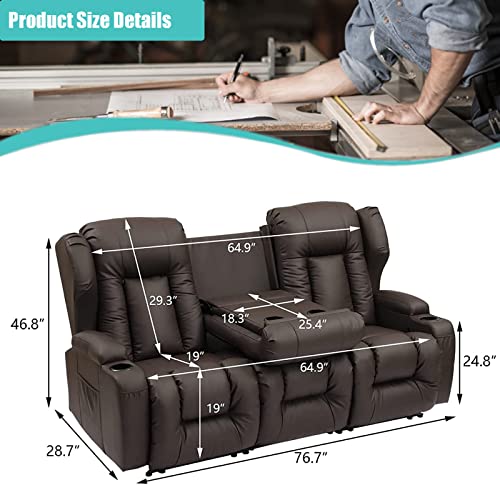 SAMERY Loveseat Recliner Sofa Set with Console, PU Leather, Split-back, 2+3 Seater, Durable Frame