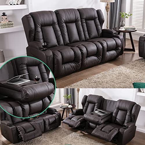 SAMERY Loveseat Recliner Sofa Set with Console, PU Leather, Split-back, 2+3 Seater, Durable Frame