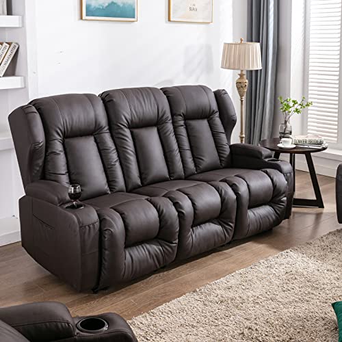 SAMERY Loveseat Recliner Sofa Set with Console, PU Leather, Split-back, 2+3 Seater, Durable Frame