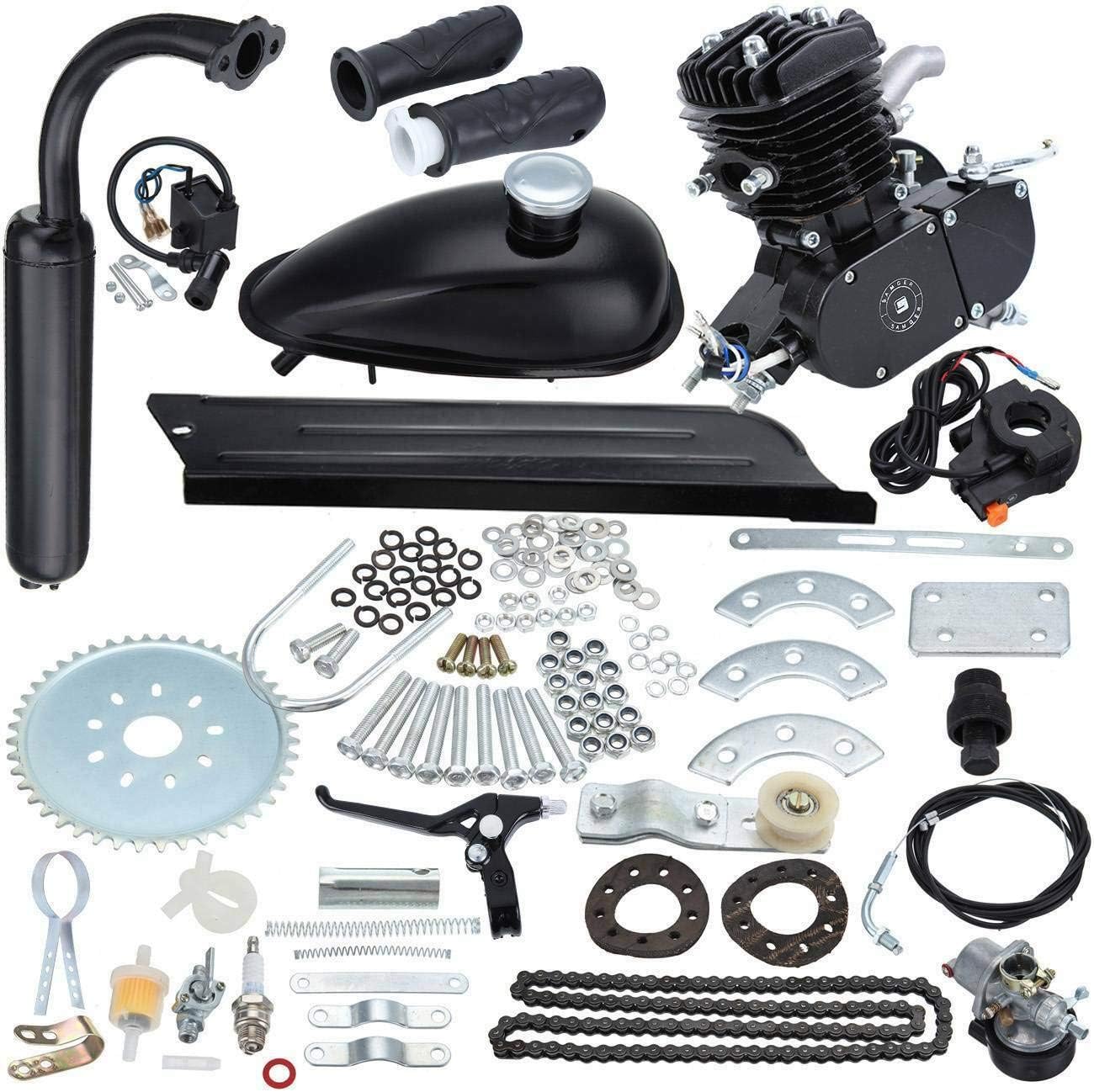 Sange 50cc 2-Stroke Bicycle Engine Kit, Air-Cooled, Black - Motorized Bike Conversion for 26" & 28" V-Frame